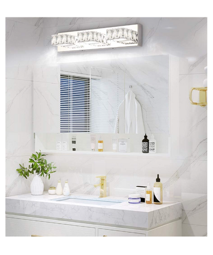 Luxury 3-Light Crystal LED Vanity Light – Chrome Finish