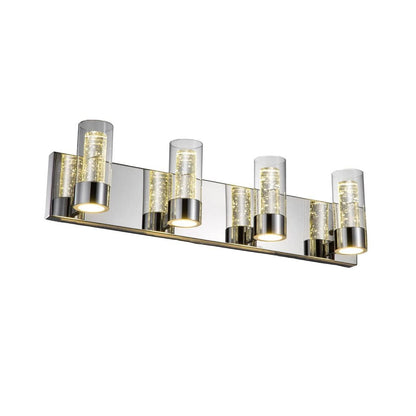28.5'' Modern Chrome Glass Cylinder Vanity Light – 4-Light