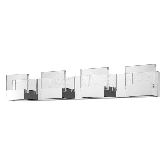 33'' Contemporary Chrome Wall Vanity Light – Bubble Glass Shades (4-Light)