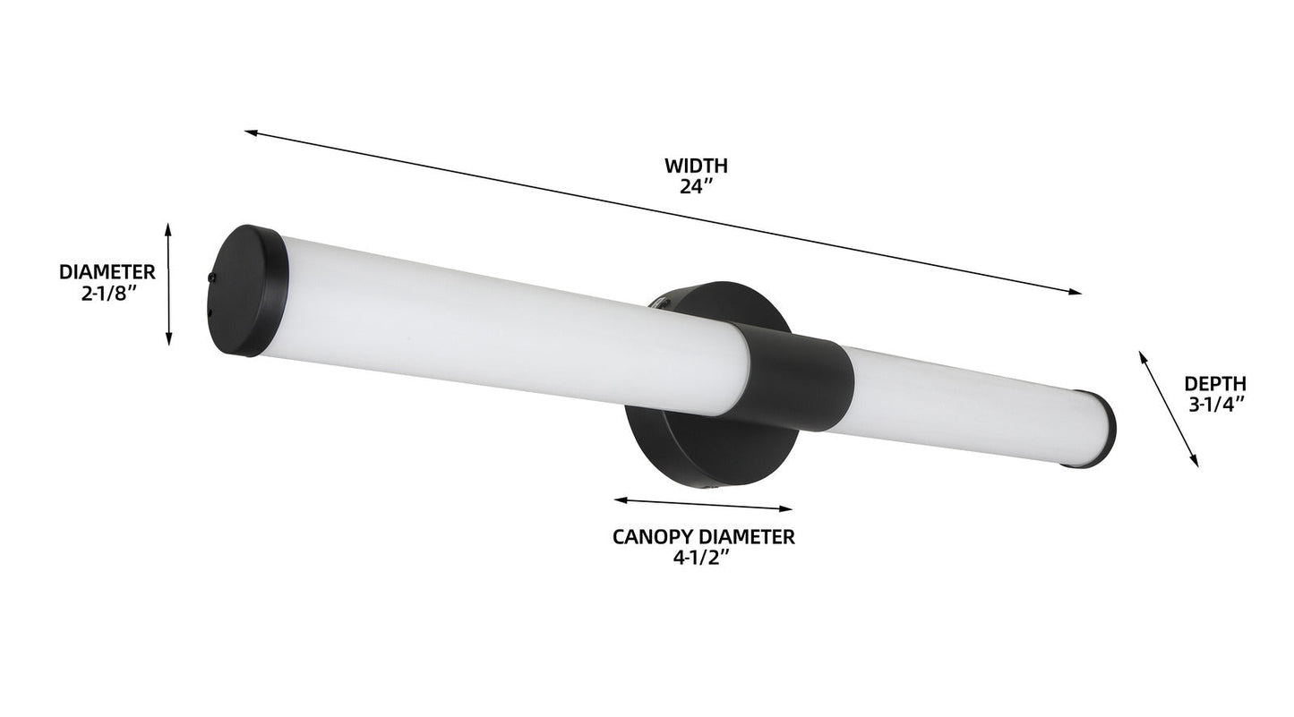 24'' Cylindro Classic Vanity Light Series / Chrome/Matt Black