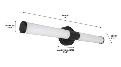 24'' Cylindro Classic Vanity Light Series / Chrome/Matt Black
