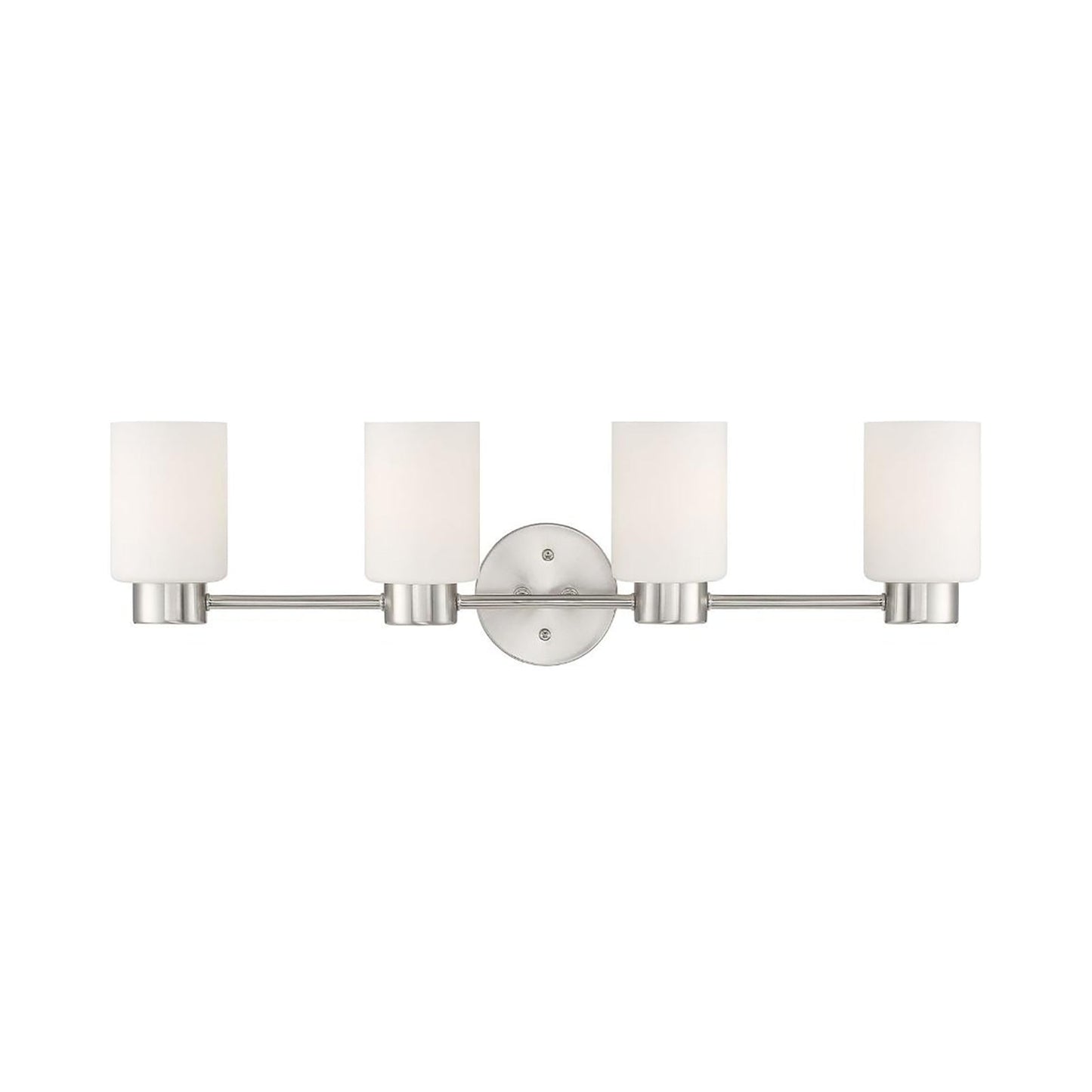 28'' Traditional Brushed Nickel 4-Light Vanity Light with Frosted Glass Shades
