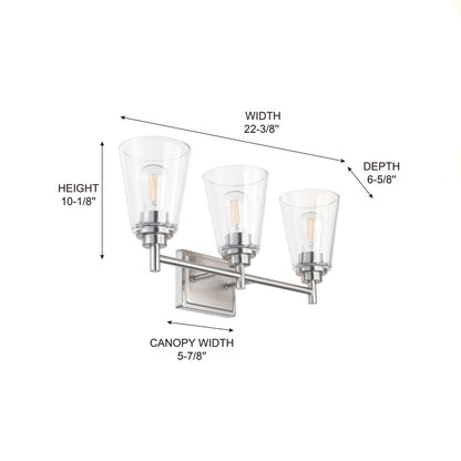 22'' Traditional Brushed Nickel Fountain-Style 3-Light Fixture