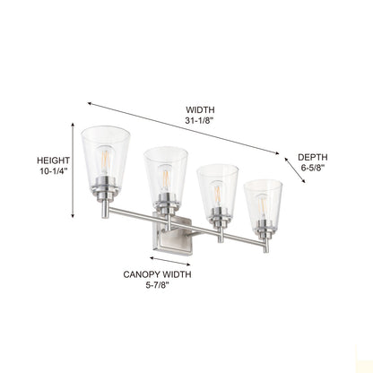 31'' Traditional Brushed Nickel Fountain-Style 4-Light Fixture