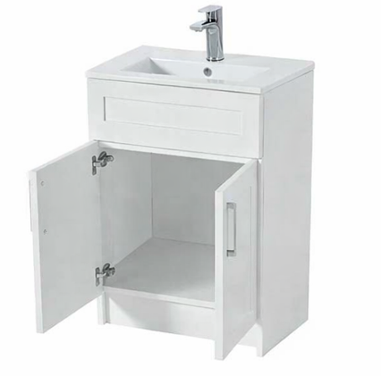 24″ Freestanding Bathroom Vanity With Ceramic Top (MDF)(GLS116)