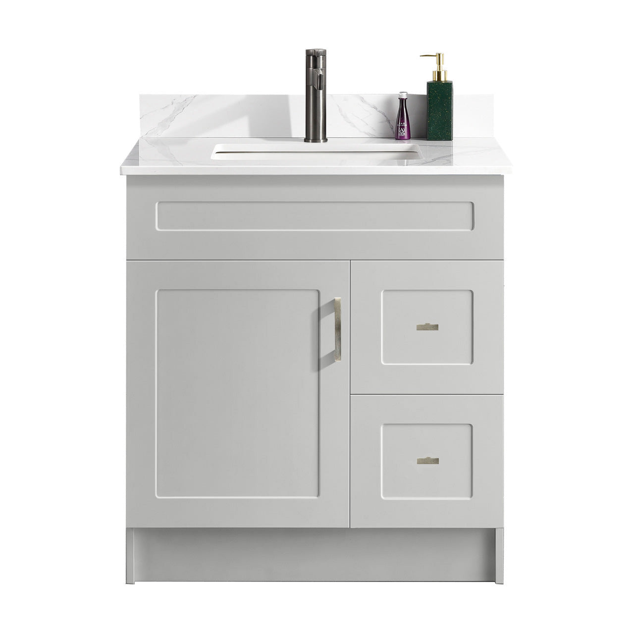 30″ Bathroom Vanity (HDF) with Two Drawers / Free Standing Bathroom Cabinet Left/Right