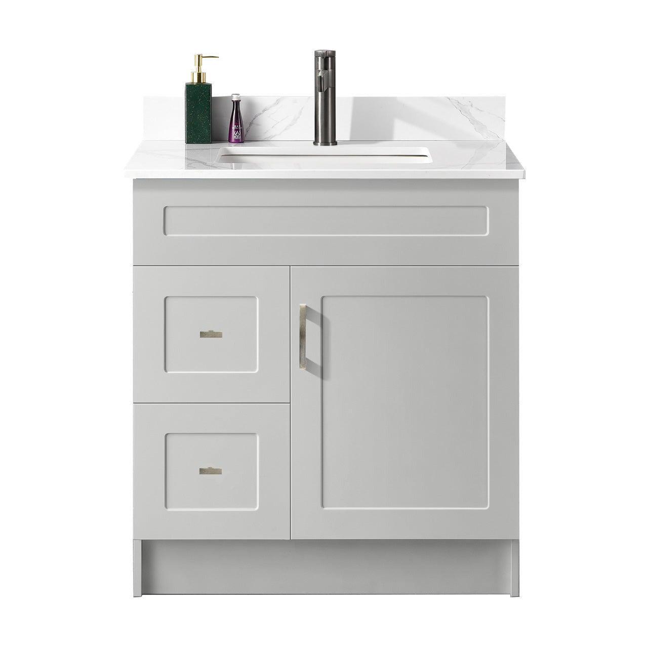 30″ Bathroom Vanity (HDF) with Two Drawers / Free Standing Bathroom Cabinet Left/Right