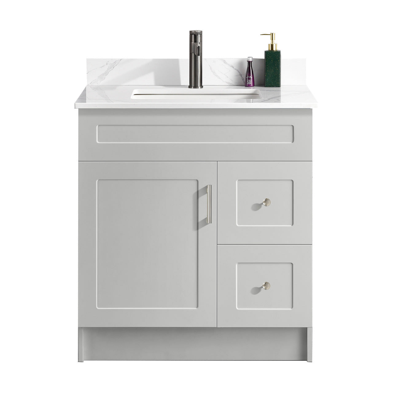 30″ Bathroom Vanity (HDF) with Two Drawers / Free Standing Bathroom Cabinet Left/Right