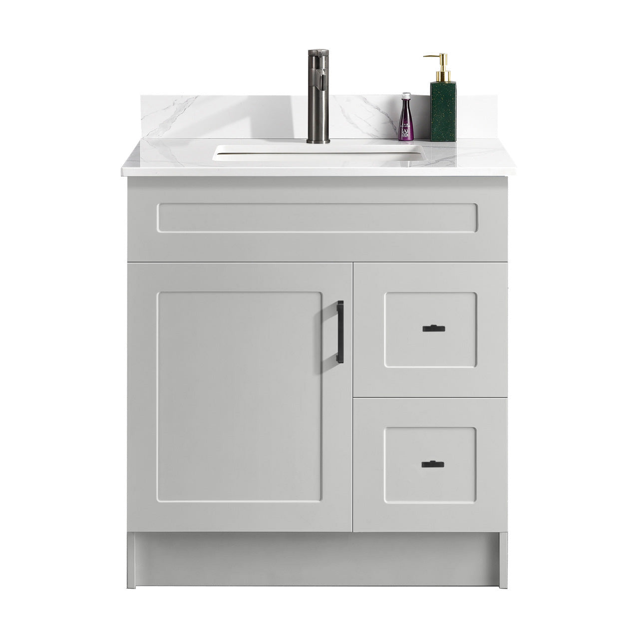 30″ Bathroom Vanity (HDF) with Two Drawers / Free Standing Bathroom Cabinet Left/Right