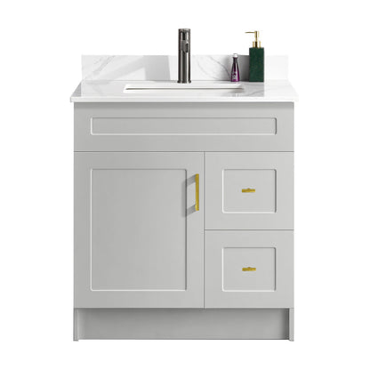 30″ Bathroom Vanity (HDF) with Two Drawers / Free Standing Bathroom Cabinet Left/Right