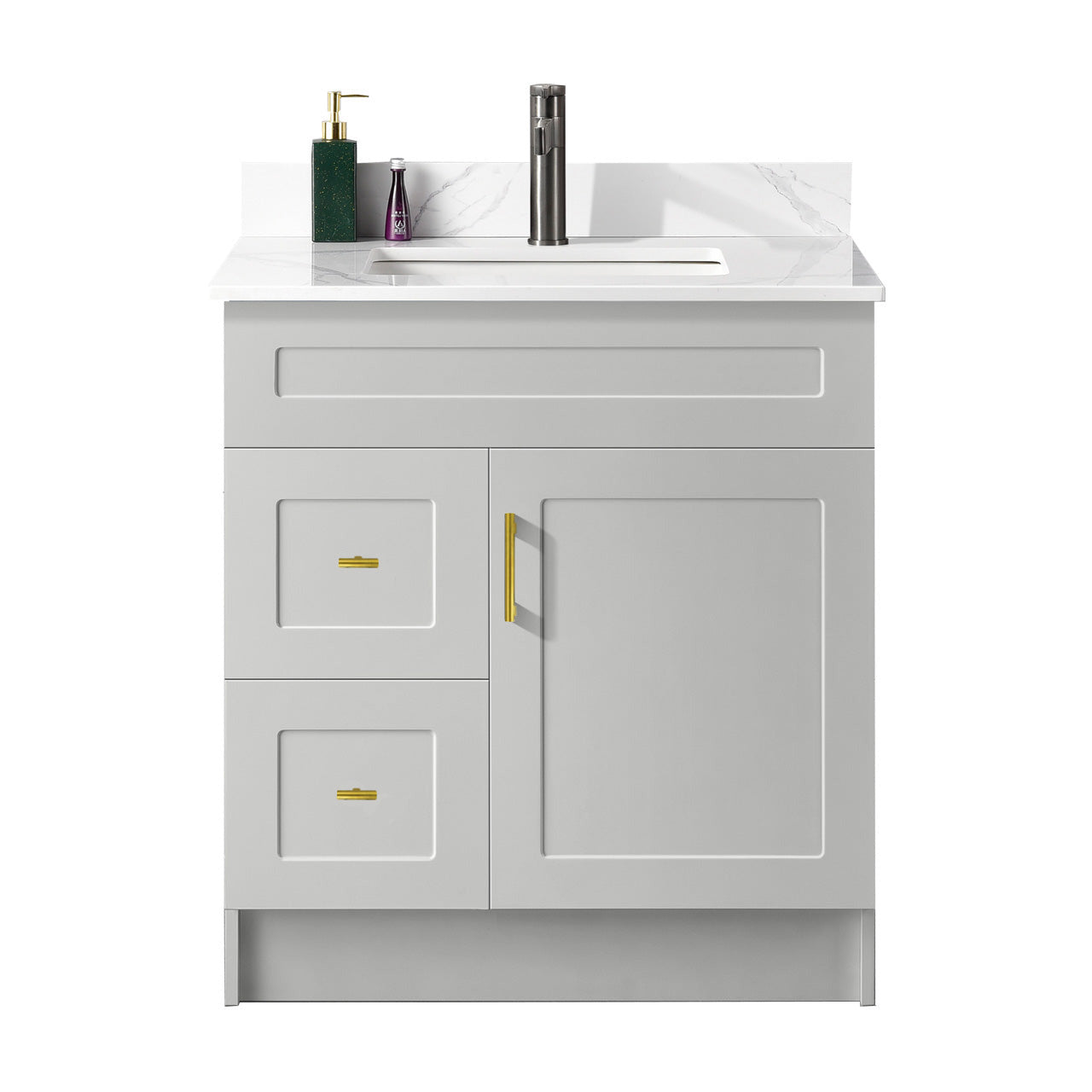 30″ Bathroom Vanity (HDF) with Two Drawers / Free Standing Bathroom Cabinet Left/Right