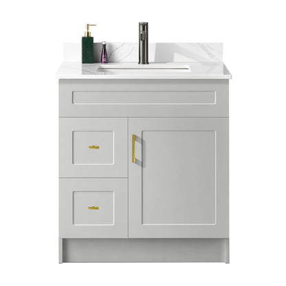 30″ Bathroom Vanity (HDF) with Two Drawers / Free Standing Bathroom Cabinet Left/Right