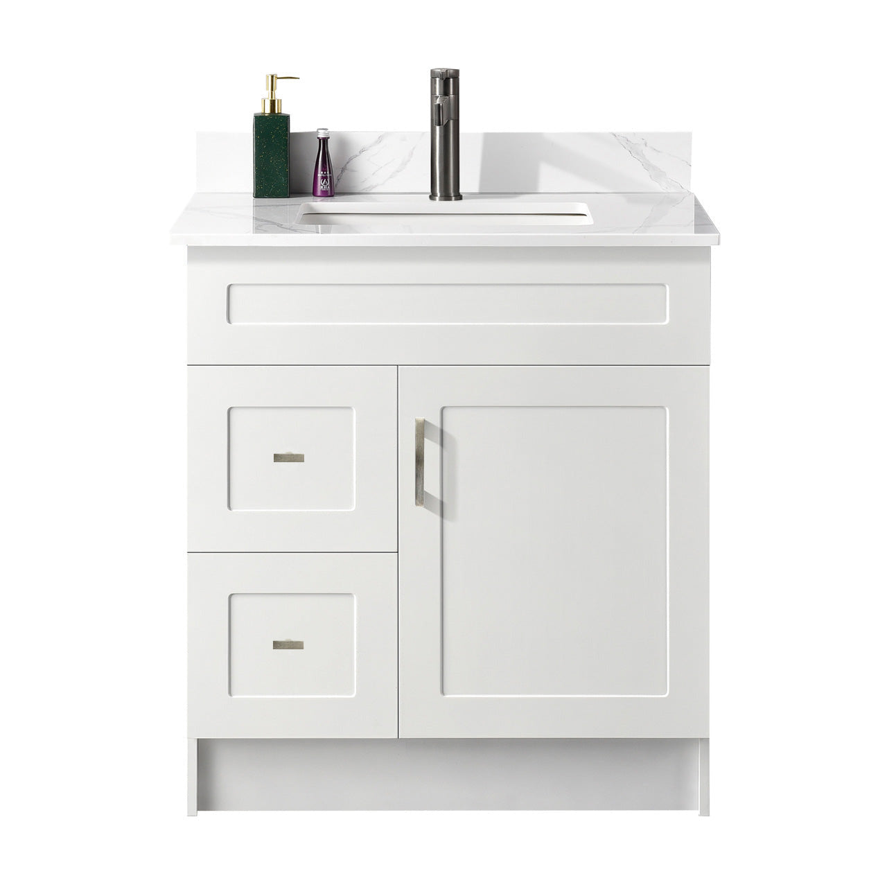 30″ Bathroom Vanity (HDF) with Two Drawers / Free Standing Bathroom Cabinet Left/Right