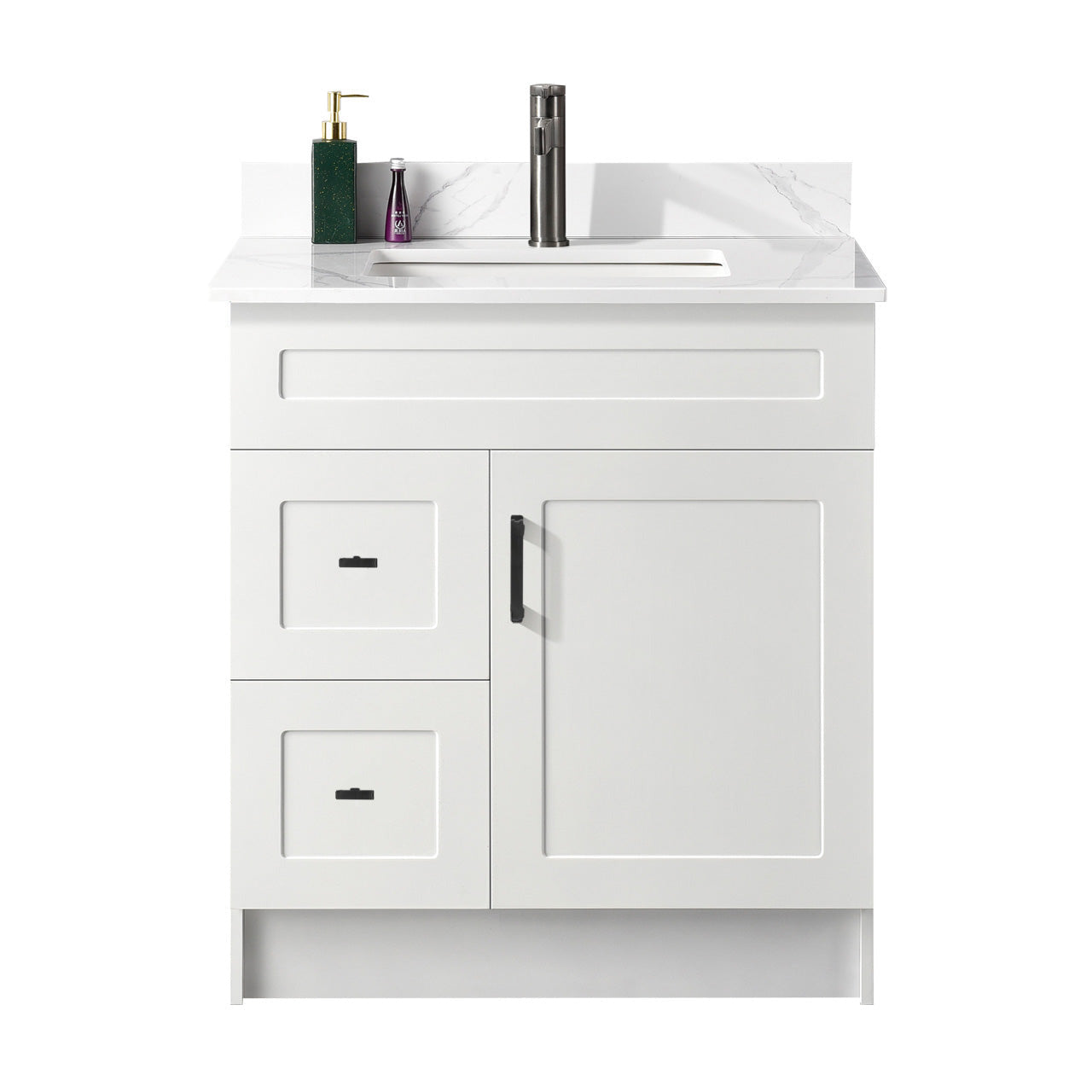 30″ Bathroom Vanity (HDF) with Two Drawers / Free Standing Bathroom Cabinet Left/Right