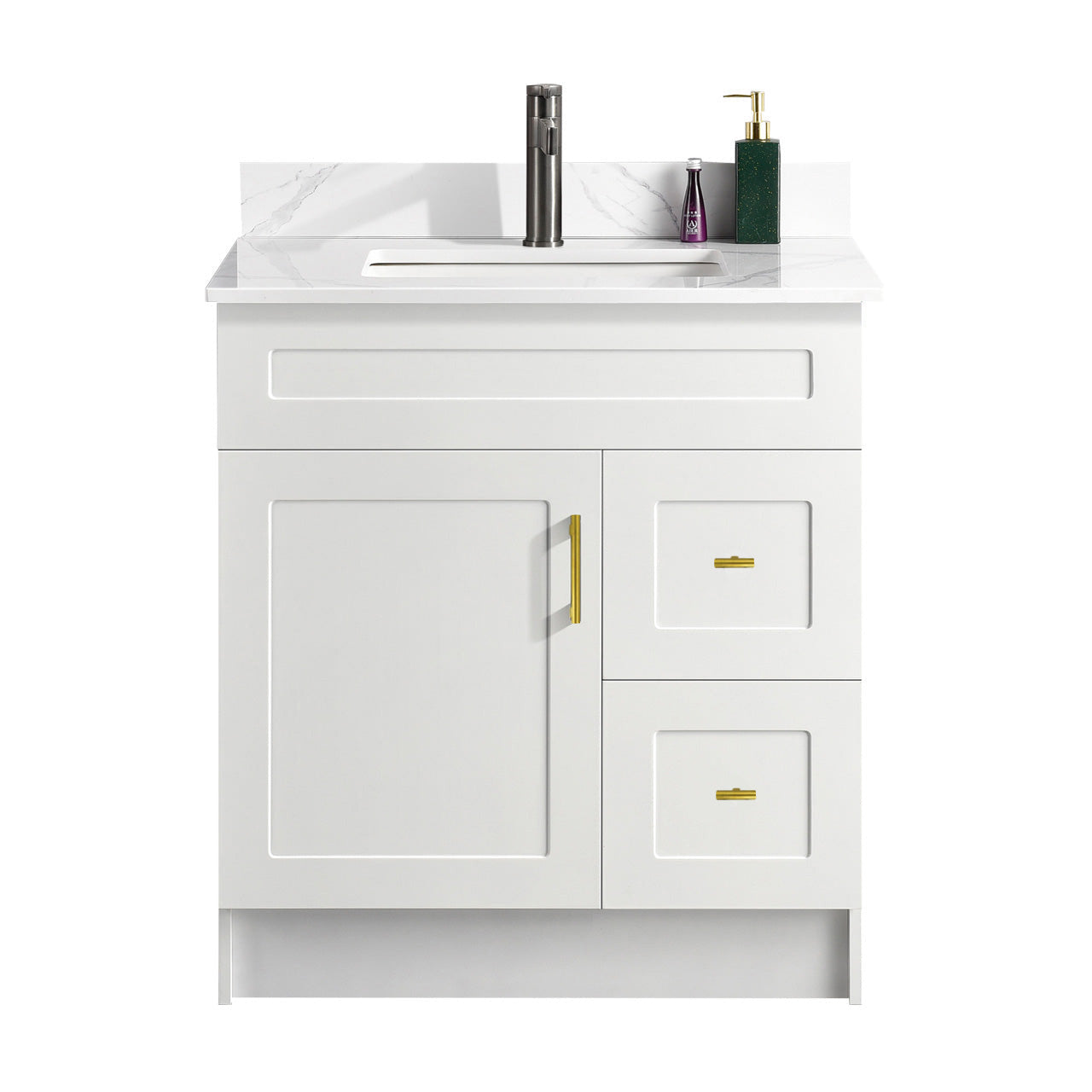 30″ Bathroom Vanity (HDF) with Two Drawers / Free Standing Bathroom Cabinet Left/Right