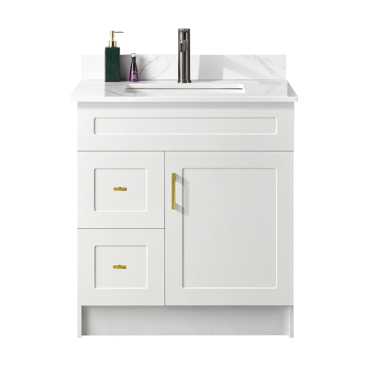 30″ Bathroom Vanity (HDF) with Two Drawers / Free Standing Bathroom Cabinet Left/Right