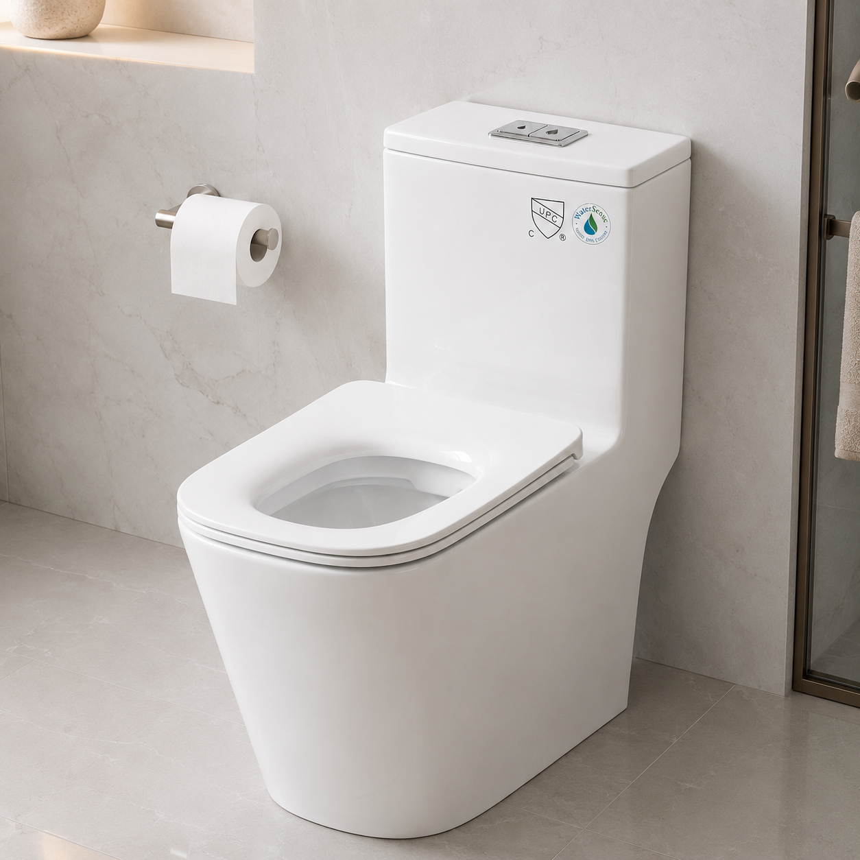 T2023 White One-Piece Dual-Flush Elongated Toilet