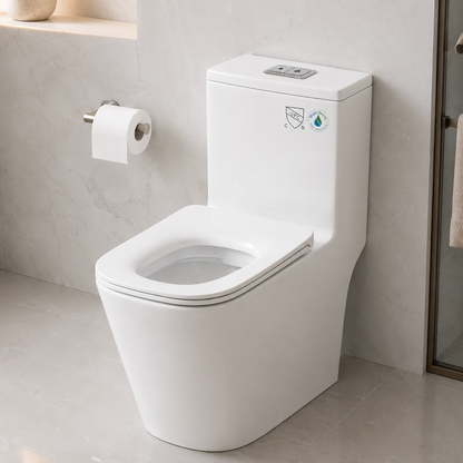T2023 White One-Piece Dual-Flush Elongated Toilet