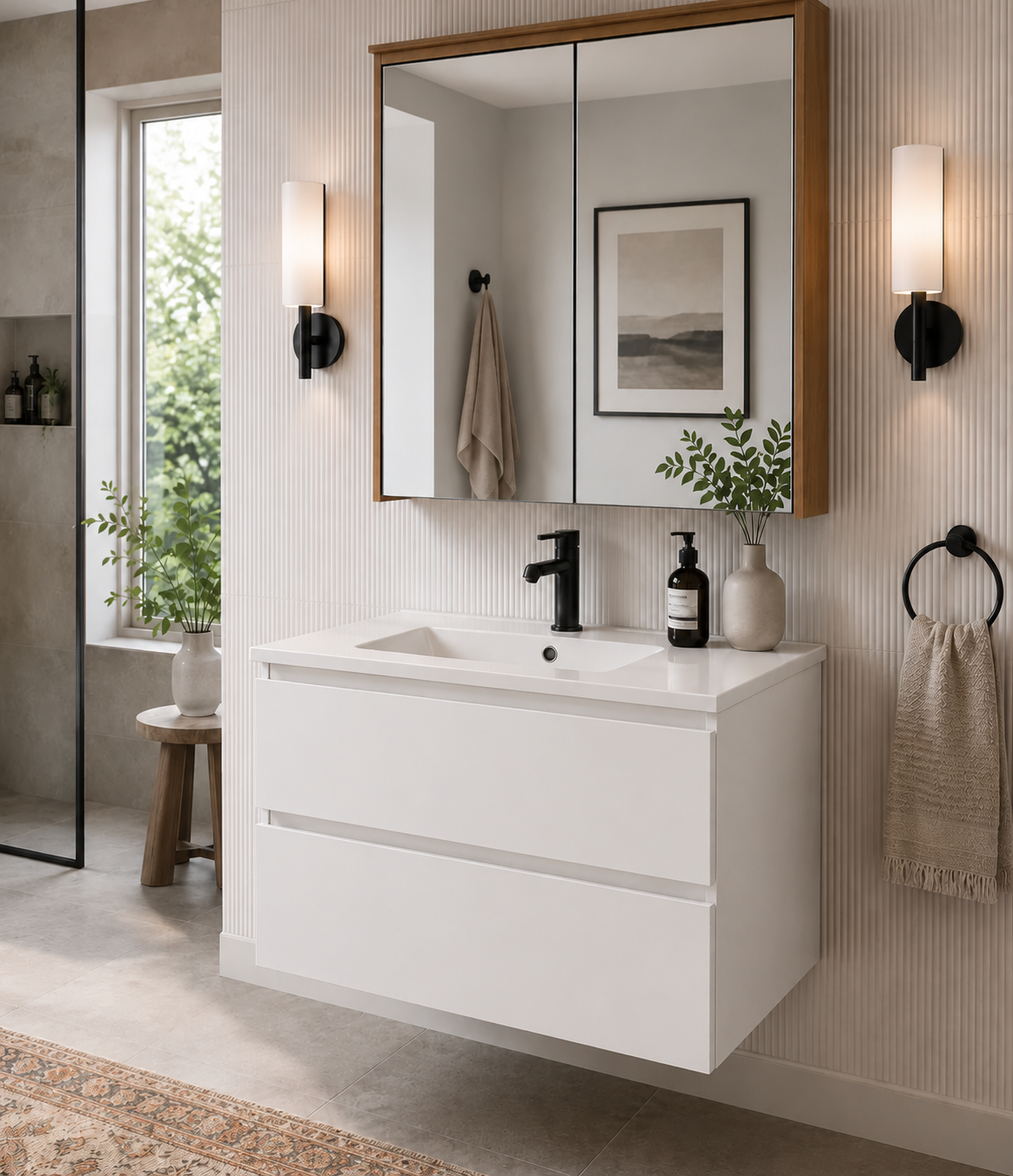 36" HC Series Hanging Vanity With Single Sink and Storage