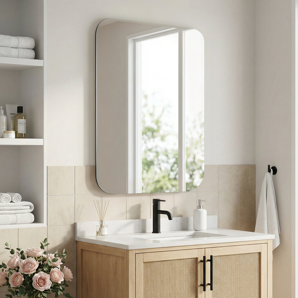 24" x 32" Frameless Rectangle Vanity On-Wall Mirror