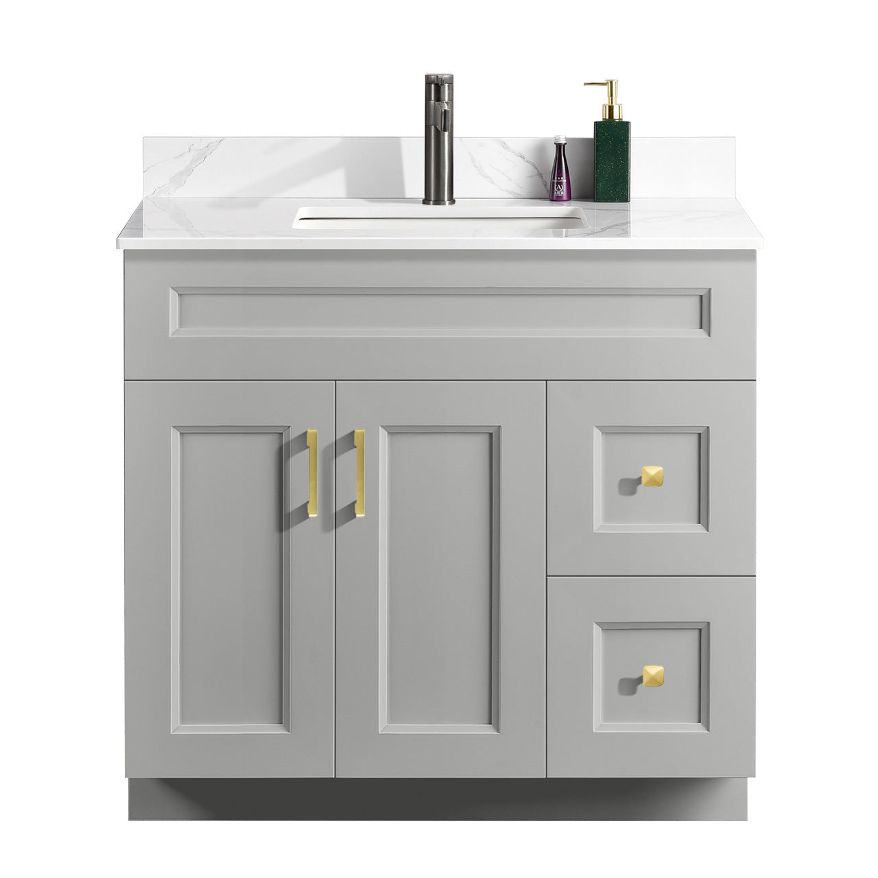 36″ Bathroom Vanity (Pinewood) Free Standing Bathroom Cabinet Left/Right