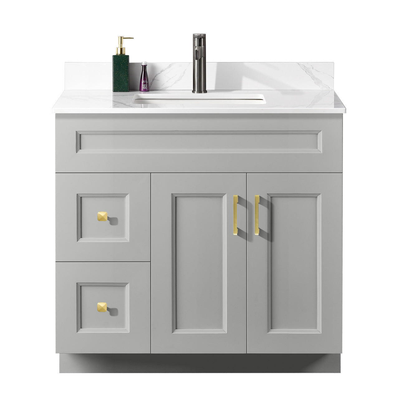 36″ Bathroom Vanity (Pinewood) Free Standing Bathroom Cabinet Left/Right