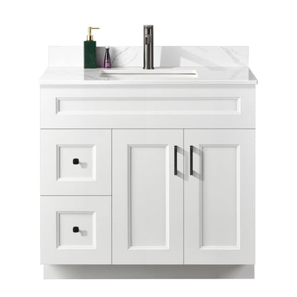 36″ Bathroom Vanity (Pinewood) Free Standing Bathroom Cabinet Left/Right