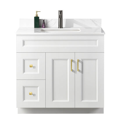 36″ Bathroom Vanity (Pinewood) Free Standing Bathroom Cabinet Left/Right