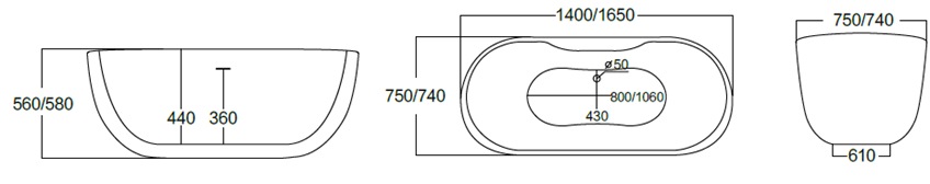 307-1650 Acrylic Freestanding Bathtub