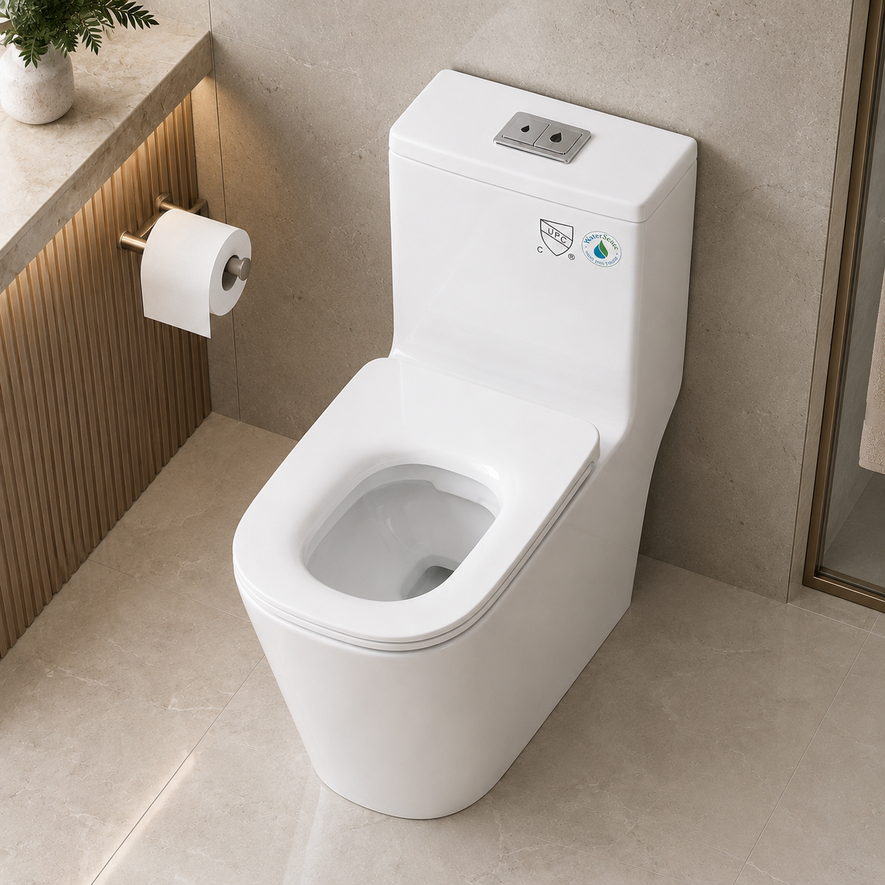 T2023 White One-Piece Dual-Flush Elongated Toilet