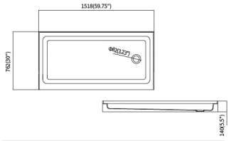 60×30 inch Right Drain Acrylic Shower Base