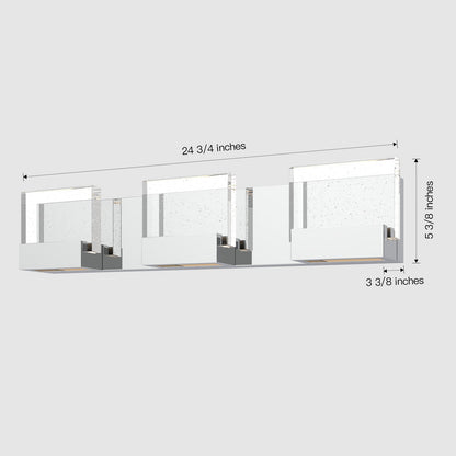 24'' Contemporary Chrome Wall Vanity Light – Bubble Glass Shades (3-Light)
