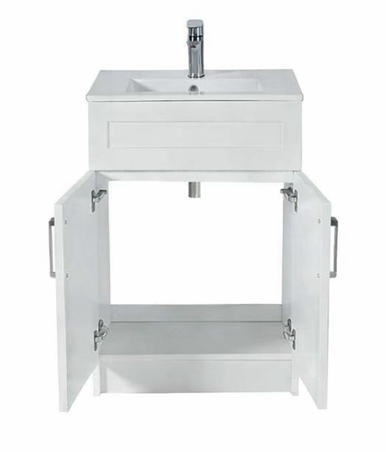 24″ Freestanding Bathroom Vanity With Ceramic Top (MDF)(GLS116)