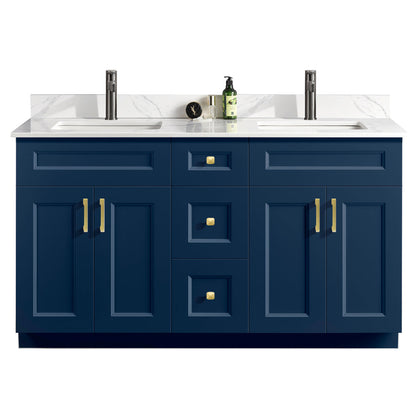 60″ Double Sink Bathroom Vanity (Pinewood). Free Standing Bathroom Cabinet