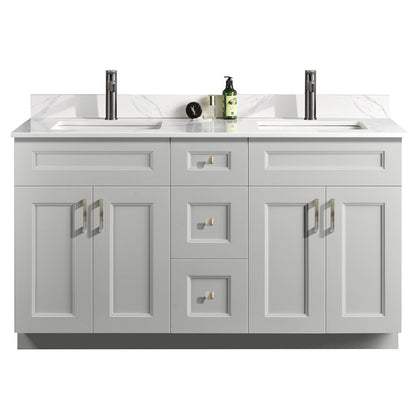 60″ Double Sink Bathroom Vanity (Pinewood). Free Standing Bathroom Cabinet