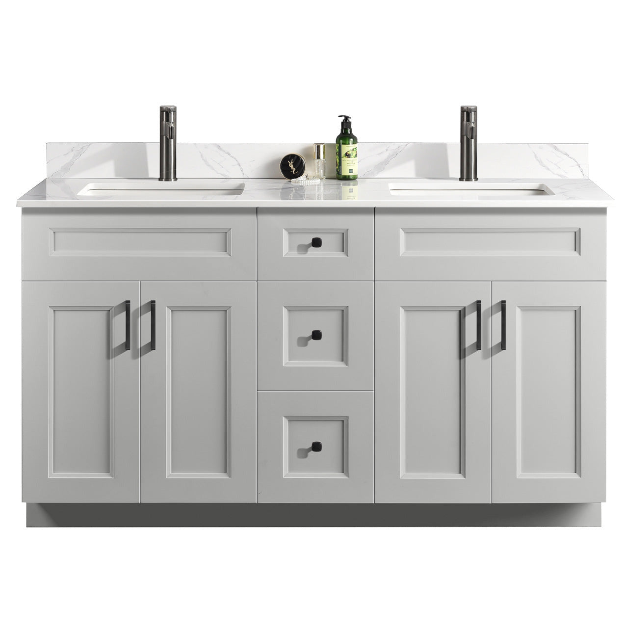 60″ Double Sink Bathroom Vanity (Pinewood). Free Standing Bathroom Cabinet