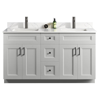 60″ Double Sink Bathroom Vanity (Pinewood). Free Standing Bathroom Cabinet