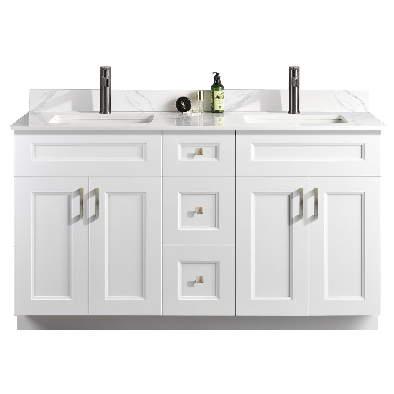 60″ Double Sink Bathroom Vanity (Pinewood). Free Standing Bathroom Cabinet