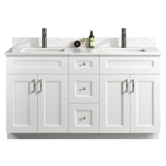 60″ Double Sink Bathroom Vanity (Pinewood). Free Standing Bathroom Cabinet