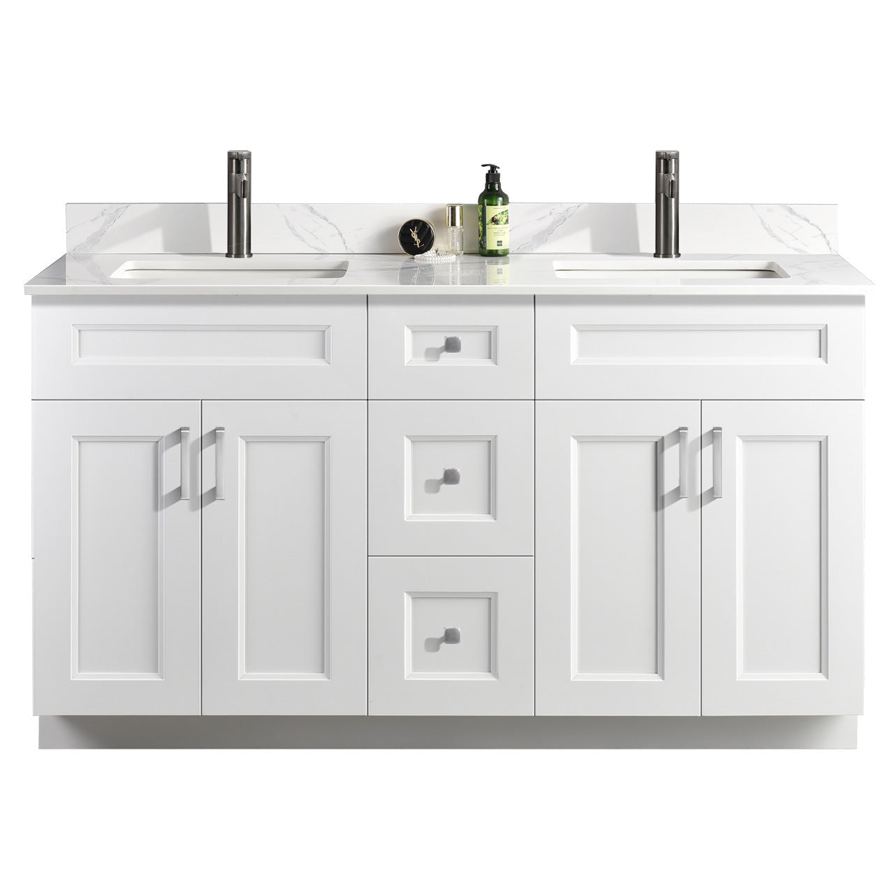 60″ Double Sink Bathroom Vanity (Pinewood). Free Standing Bathroom Cabinet