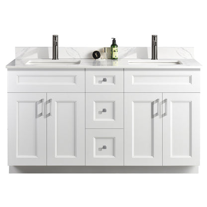 60″ Double Sink Bathroom Vanity (Pinewood). Free Standing Bathroom Cabinet