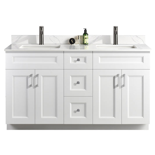 60″ Double Sink Bathroom Vanity (Pinewood). Free Standing Bathroom Cabinet