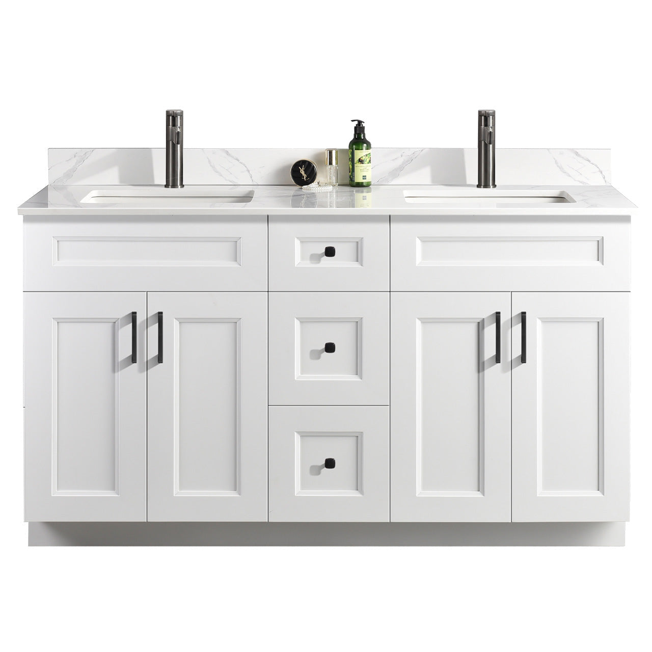 60″ Double Sink Bathroom Vanity (Pinewood). Free Standing Bathroom Cabinet