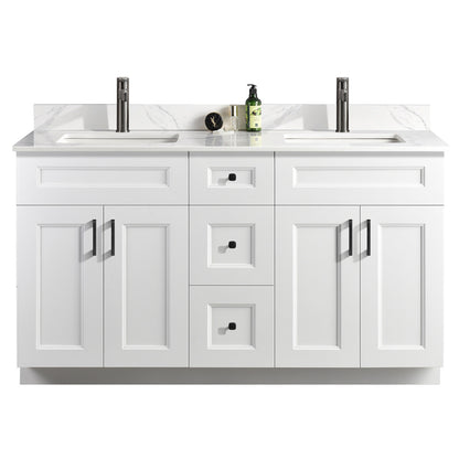 60″ Double Sink Bathroom Vanity (Pinewood). Free Standing Bathroom Cabinet