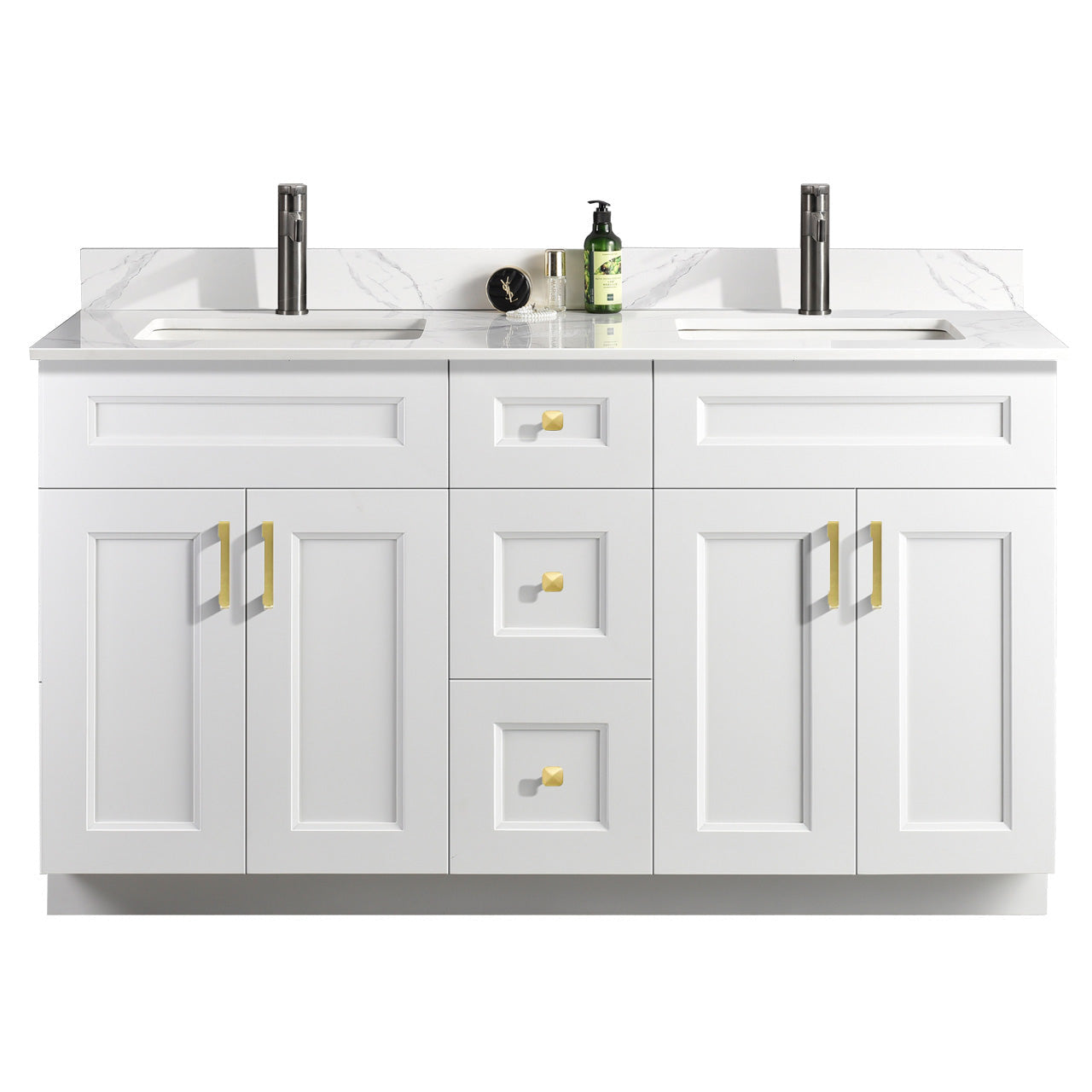 60″ Double Sink Bathroom Vanity (Pinewood). Free Standing Bathroom Cabinet
