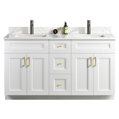60″ Double Sink Bathroom Vanity (Pinewood). Free Standing Bathroom Cabinet