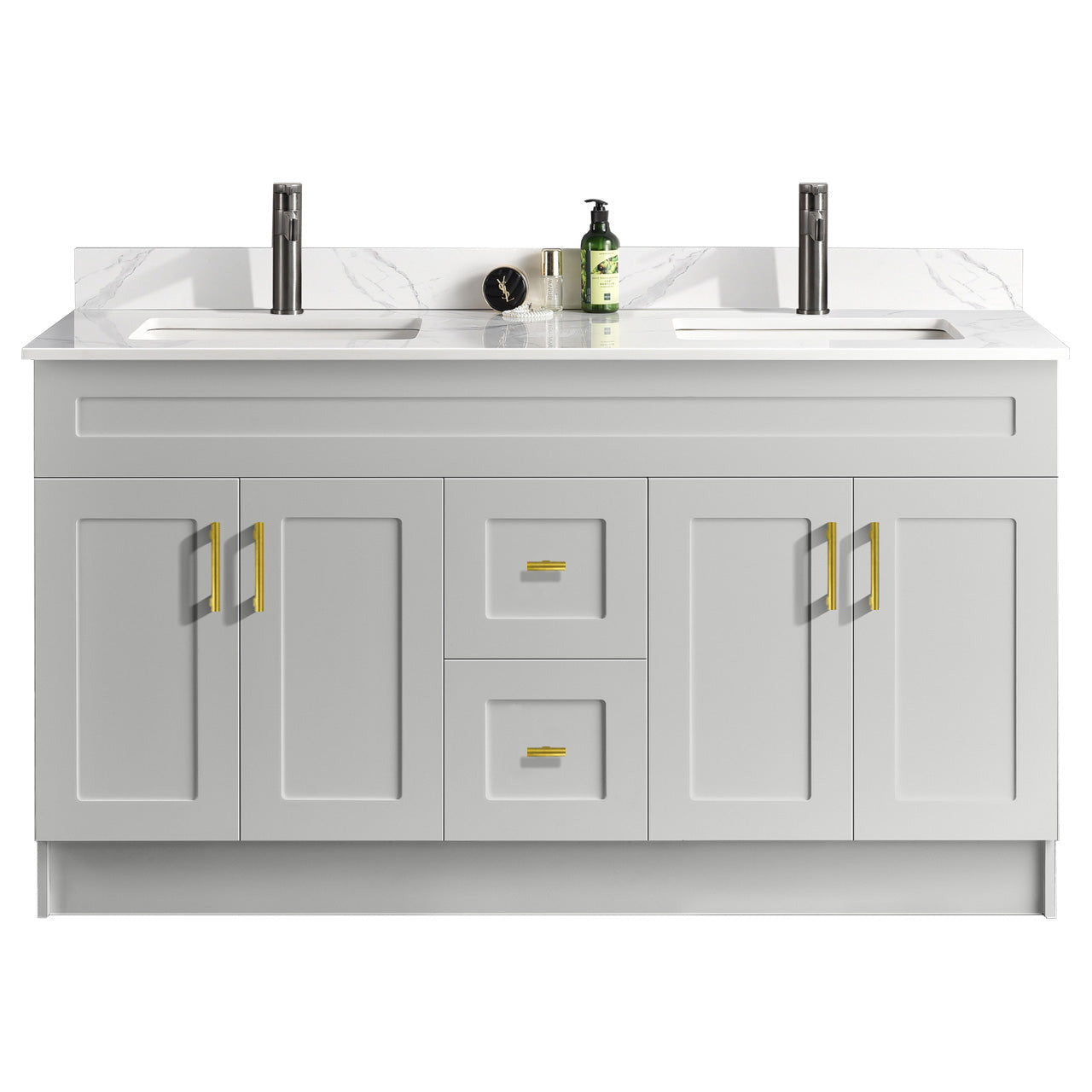 60″ Double Sink Bathroom Vanity (HDF). Free Standing Bathroom Cabinet