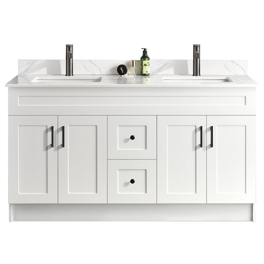 60″ Double Sink Bathroom Vanity (HDF). Free Standing Bathroom Cabinet
