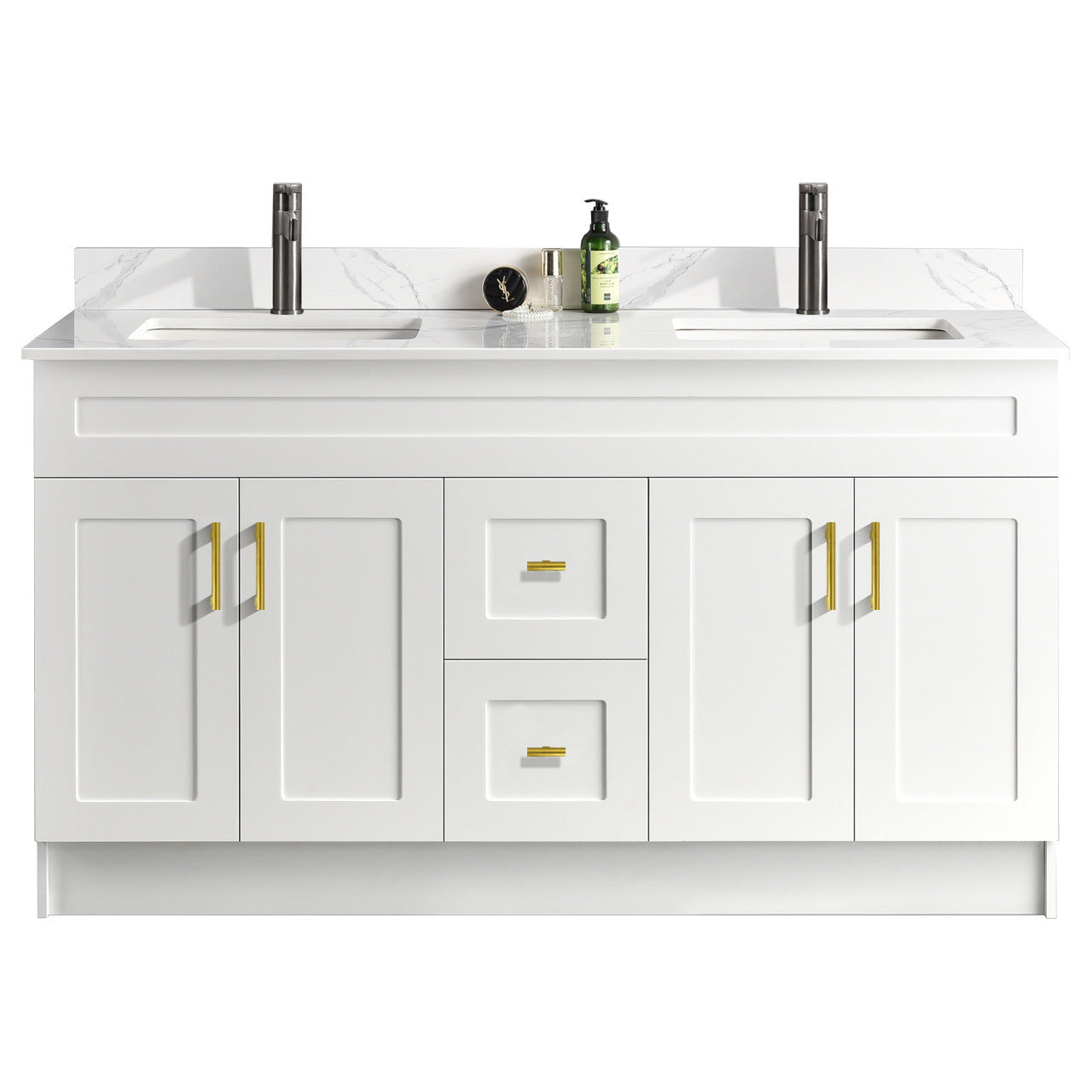 60″ Double Sink Bathroom Vanity (HDF). Free Standing Bathroom Cabinet