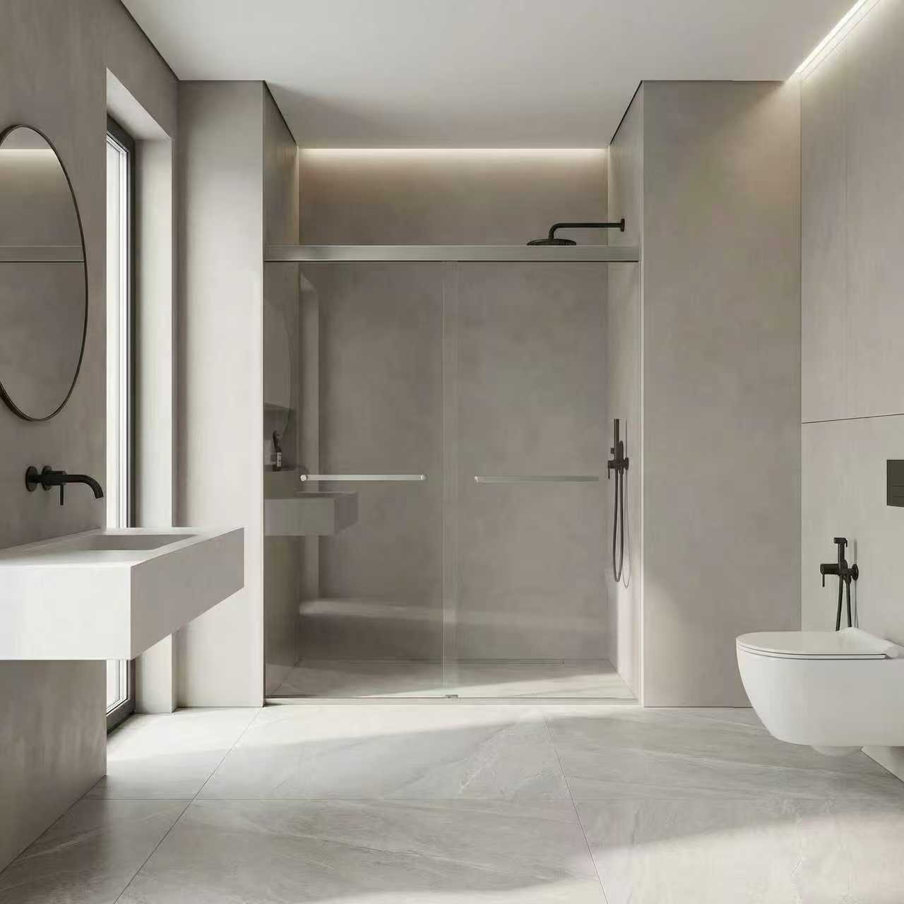 BL-603 Double Sliding Frameless Shower Door (48x72, 60x72, 60x75)